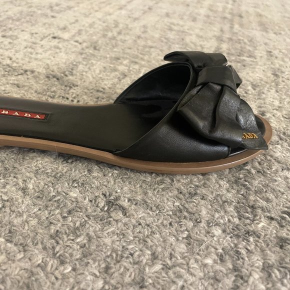 Prada flat black sandal with bow size 37.5 - Picture 3 of 5